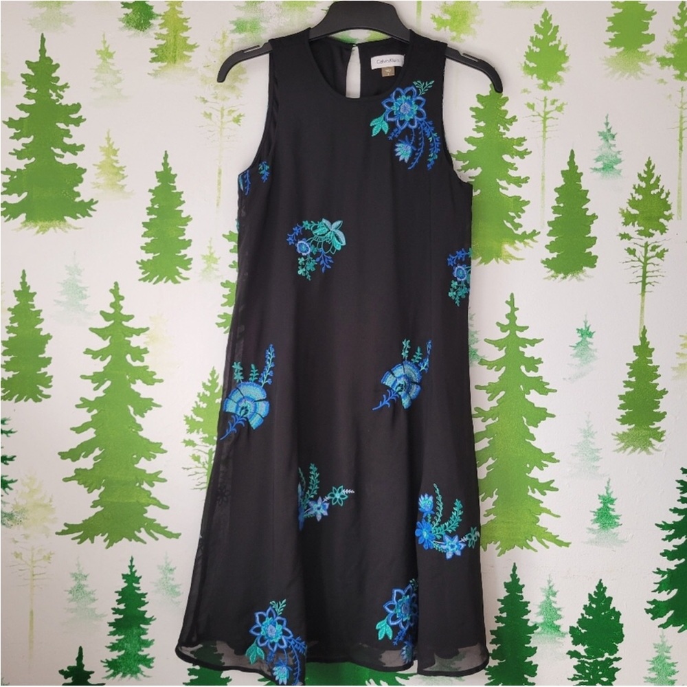 Floral Black and Blue Mini Dress